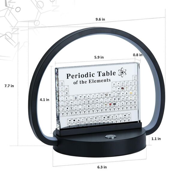 Periodic Table LED Desk Lamp w 83 Real Elements in Acrylic Display Black - Picture 2 of 10